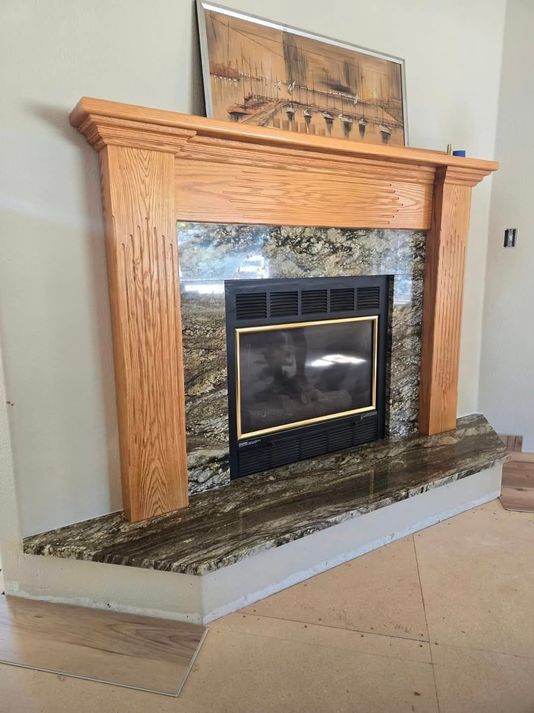 Granite fireplace surround